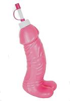 Pink Penis Bachelorette Party Sport Bottle - Hott Pecker Sipper Bottle with Straw